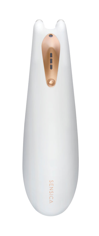White and rose gold electronic device with 'SENSICA' branding on a white background