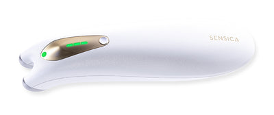 White and gold electronic device with 'SENSICA' branding on a white background