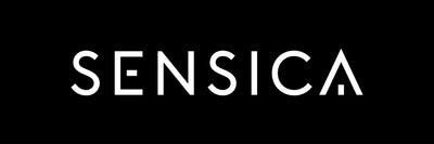 White 'SENSICA' logo on a black background